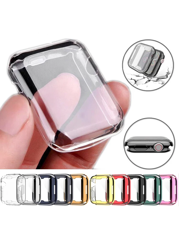 Displayschutzfolie für Apple Watch-Gehäuse 49 mm, 45 mm, 41 mm, 44 mm, 40 mm, 42 mm, 38 mm, Voll-TPU-Stoßstangenabdeckung, iWatch-Serie Ultra 9 8 7 SE 6 5