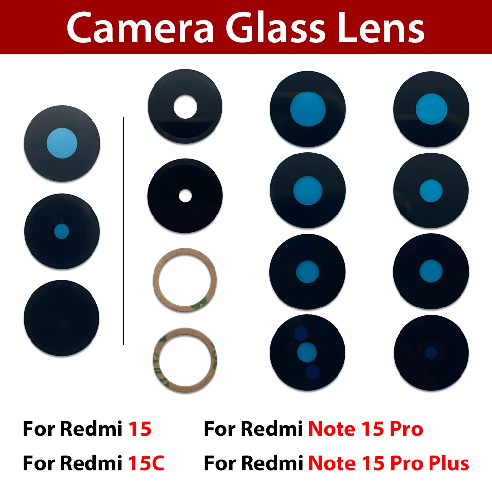

10 шт. стеклянные линзы для камеры Xiaomi Redmi Note 15 Pro Plus 15C 15, стеклянные линзы для камеры с клеем, запасные части