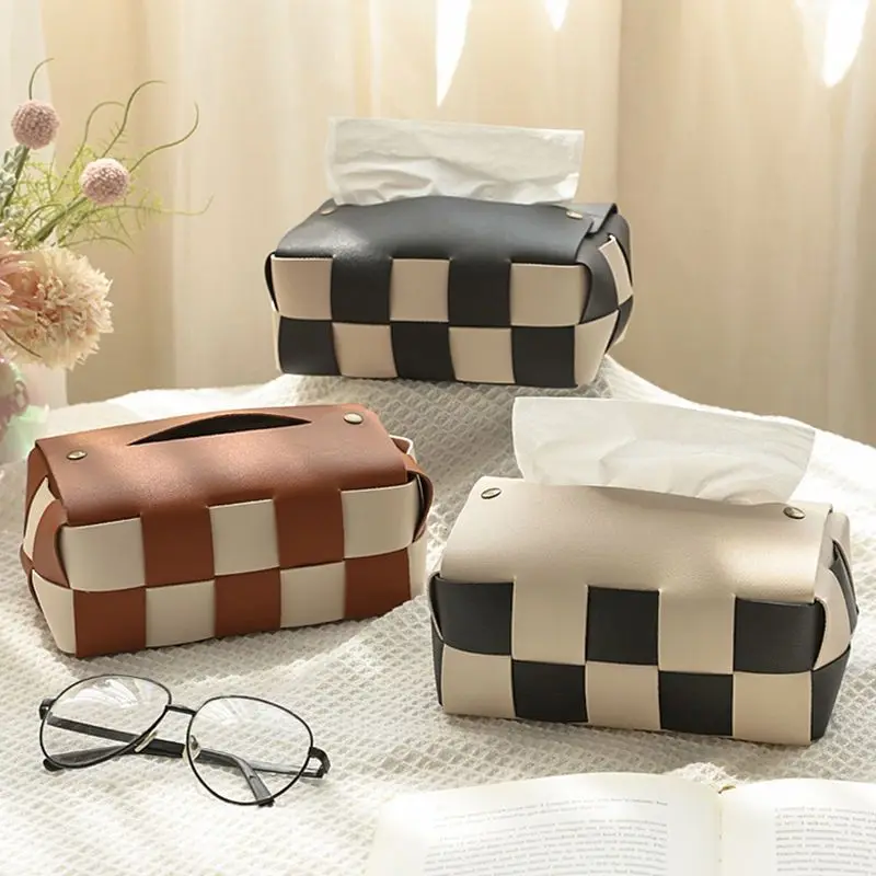 

Popular Nordic chessboard paper towel box living room modern light luxury dining table cart soft car beautiful decorations