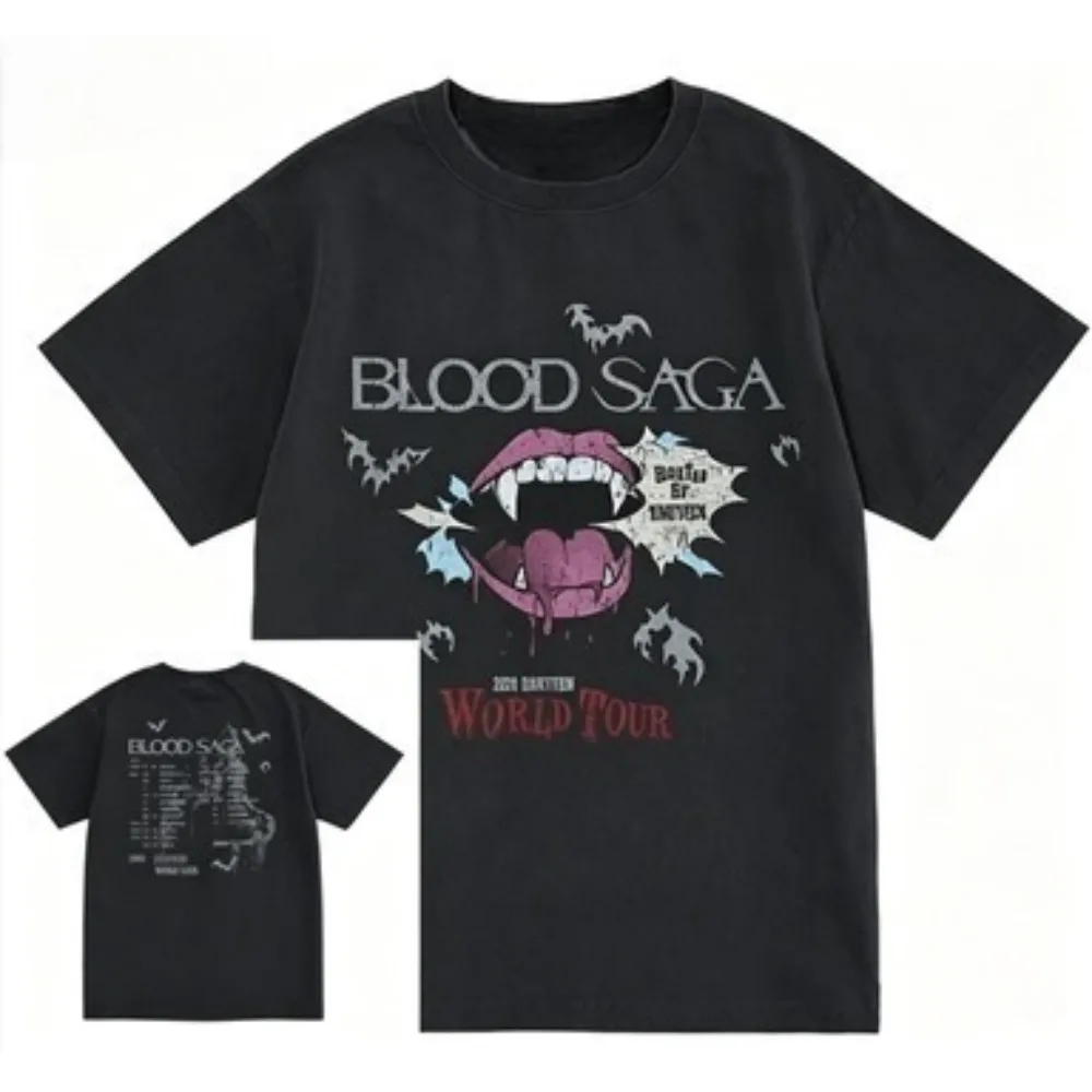 2026 Blood Saga World Tour Shirt Vampire Aesthetic Tee Y2k Top High Quality Cotton Short Sleeve Summer Unisex T-shirts