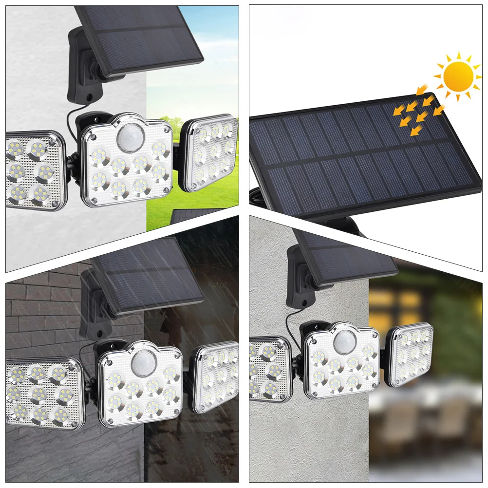 

1Pcs LED Solar Wall Light Three-Head Outdoor Sensor Lamp Solar Powered Porch Yard Safety Light Wall Lamp Outdoor