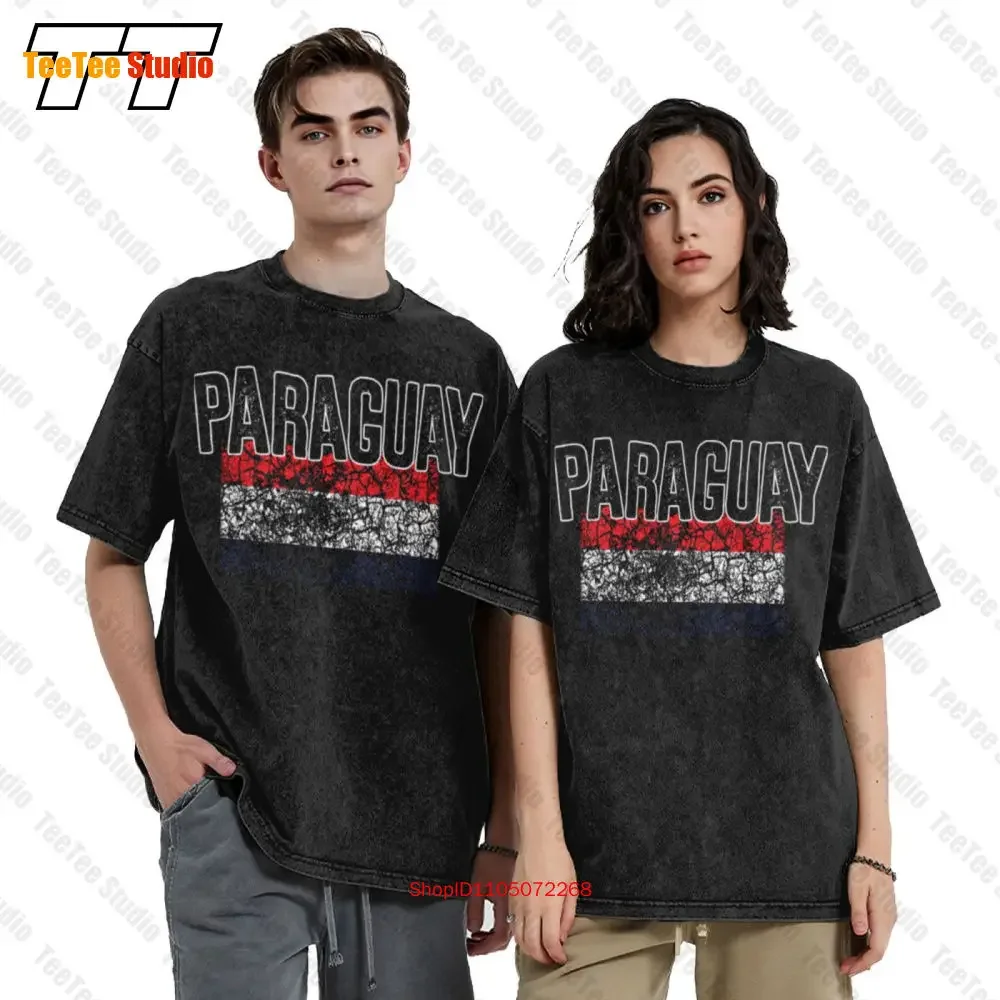Flag Vintage Oversized T-Shirt Paraguay Fashion Country Souvenir Pride Logo J2F7