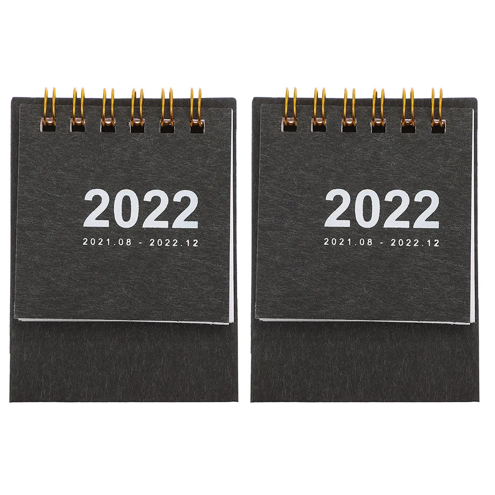 

2Pcs Compact Desk Calendar 2022 Paper Calendar with Blank Memo Area Design for Busy Professionals Students Office