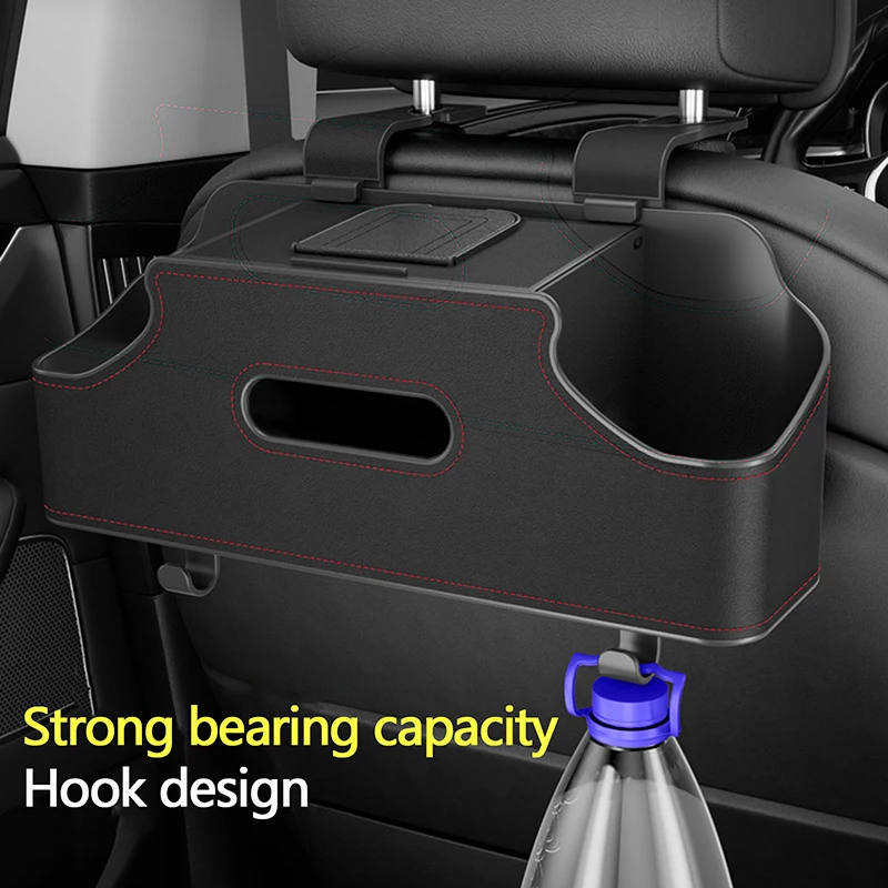 รถ Headrest กล่องเก็บกล่องกระดาษทิชชูหนัง Multifunctional Car Backseat Hook ผู้ถือ Organizer รถที่นั่งด้านหลังกล่องเก็บ