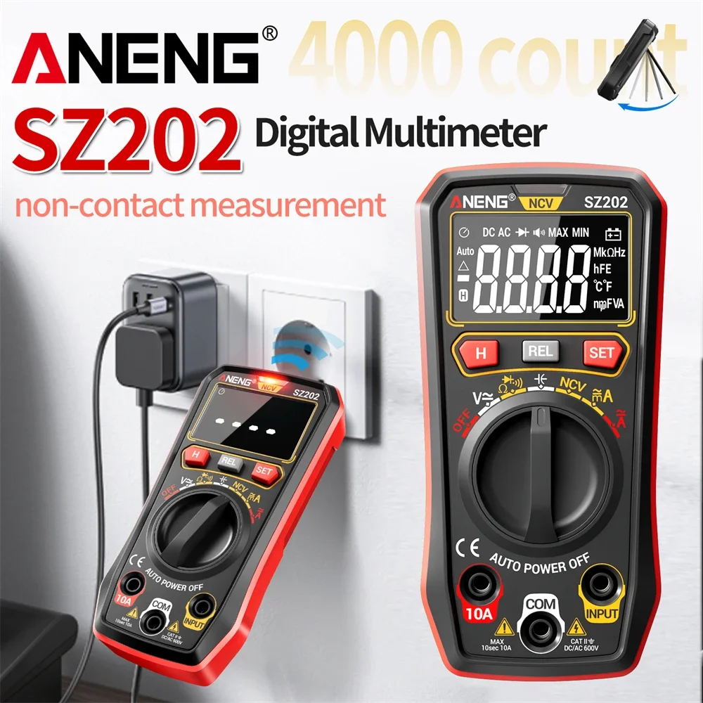

ANENG SZ202 Digital Multimeter AC/DC Voltage Current Tester 4000 Counts Buzzer electrician Meter Resistance Capacitor NCV Tools