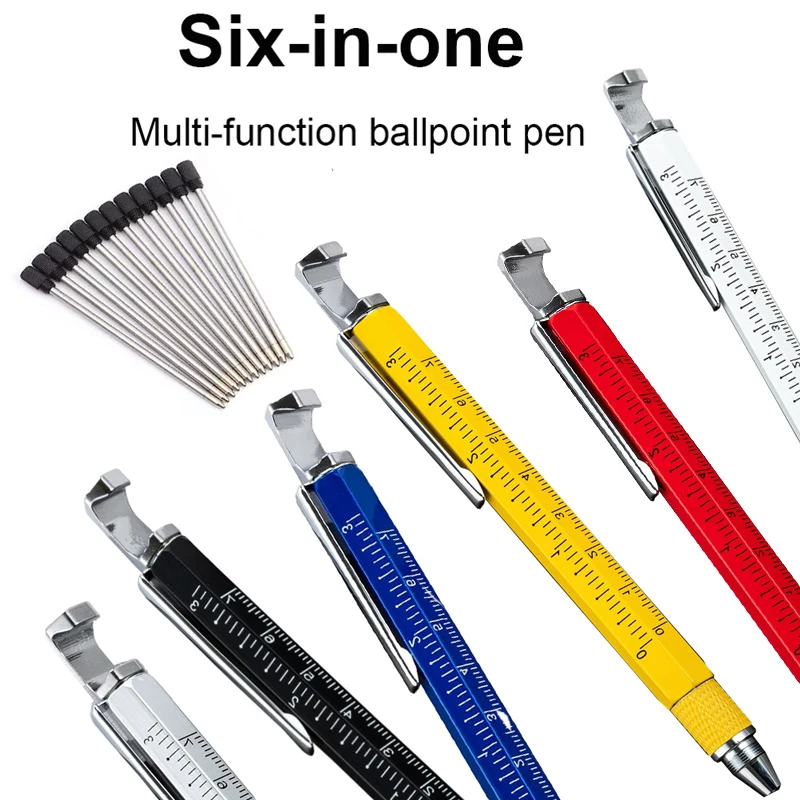 

1pcs 6 in 1 Tools Screwdriver Screen Touch Ballpoint Pen Ruler Gadgets Capacitive Pen Multi-functional Pen ﻿