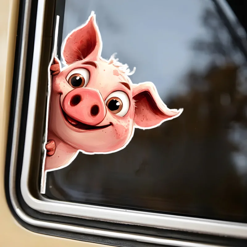 DK705 #   Pegatina 3D para coche The Laughing Pig, divertida pegatina impermeable para coches, camiones, motocicletas, paredes, ventanas, material de PVC