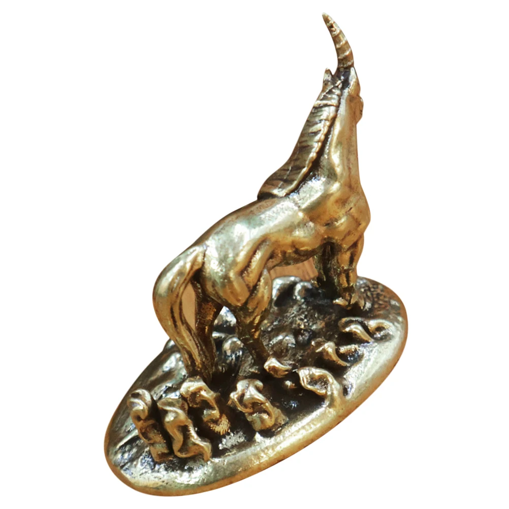 

Brass Unicorn Figurine Mini Solid Statue Decorative Sculpture Desk Office Home Vintage Metal Ornament Handcrafted