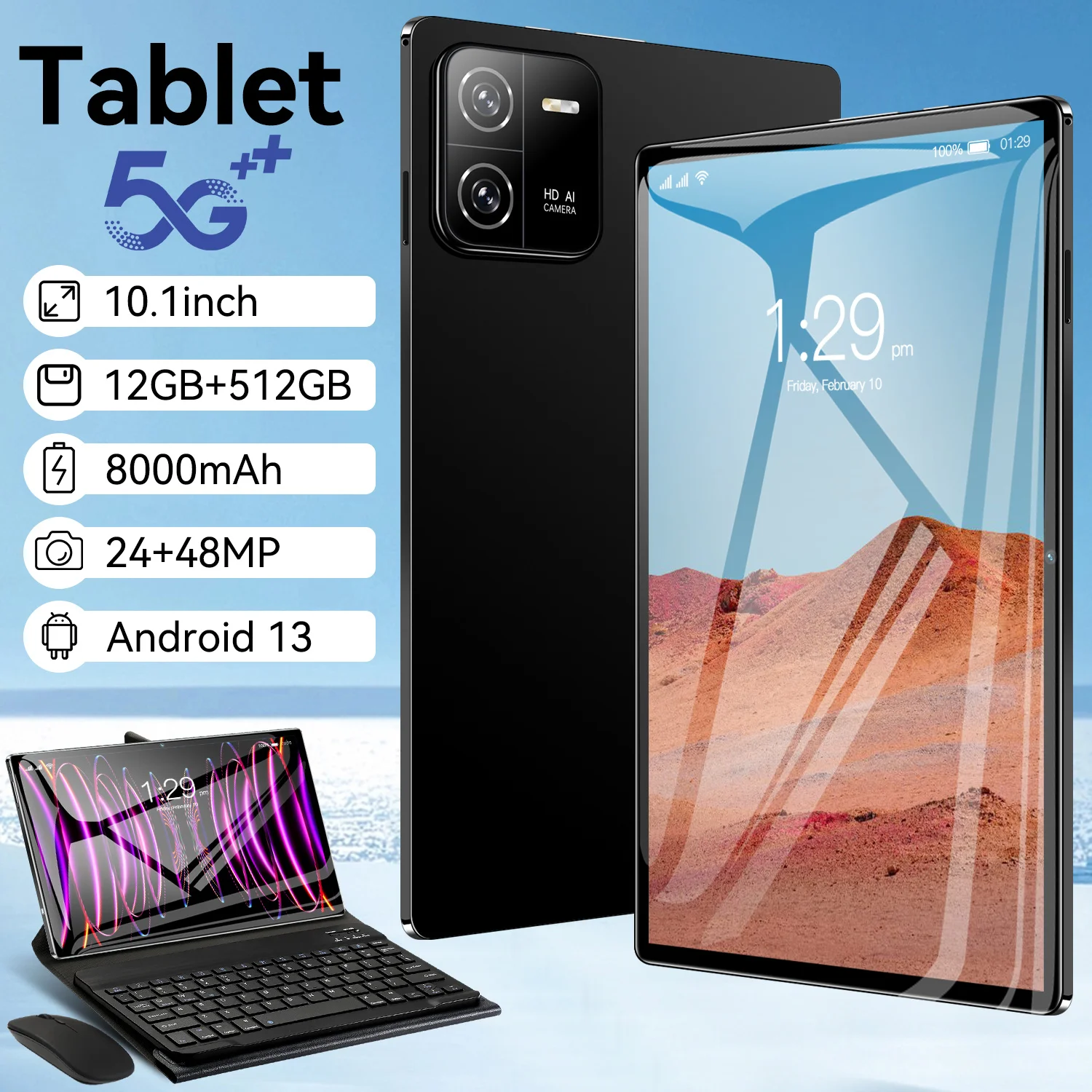 

Новинка 2023 года Pad 6 Pro, 12 ГБ, 512 ГБ, двойная камера HD 24 Мп, 48 Мп, 10,1 дюйма, сменная карта 5G Full Netcom
