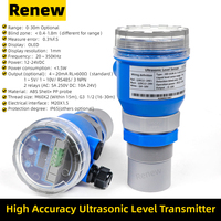 Ultrasonic Level Sensor Transmitter Distance 10m 30m Water Liquid Level Meter Level Depth Measurement 4-20mA RS485 Relay HART