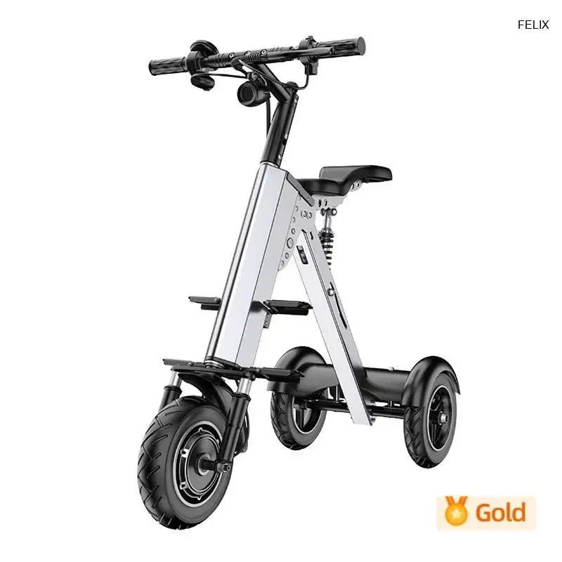 350W Lightweight folding electric scooter two parents and children,fashionable portable mini three-wheeled scooter with children