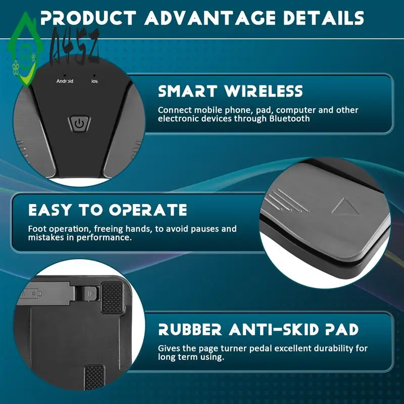 

A45Z-Wireless Page Turner Pedal Bluetooth Page Turner Wireless Turning Pedal Remote Control Compatible IOS Iphone Android