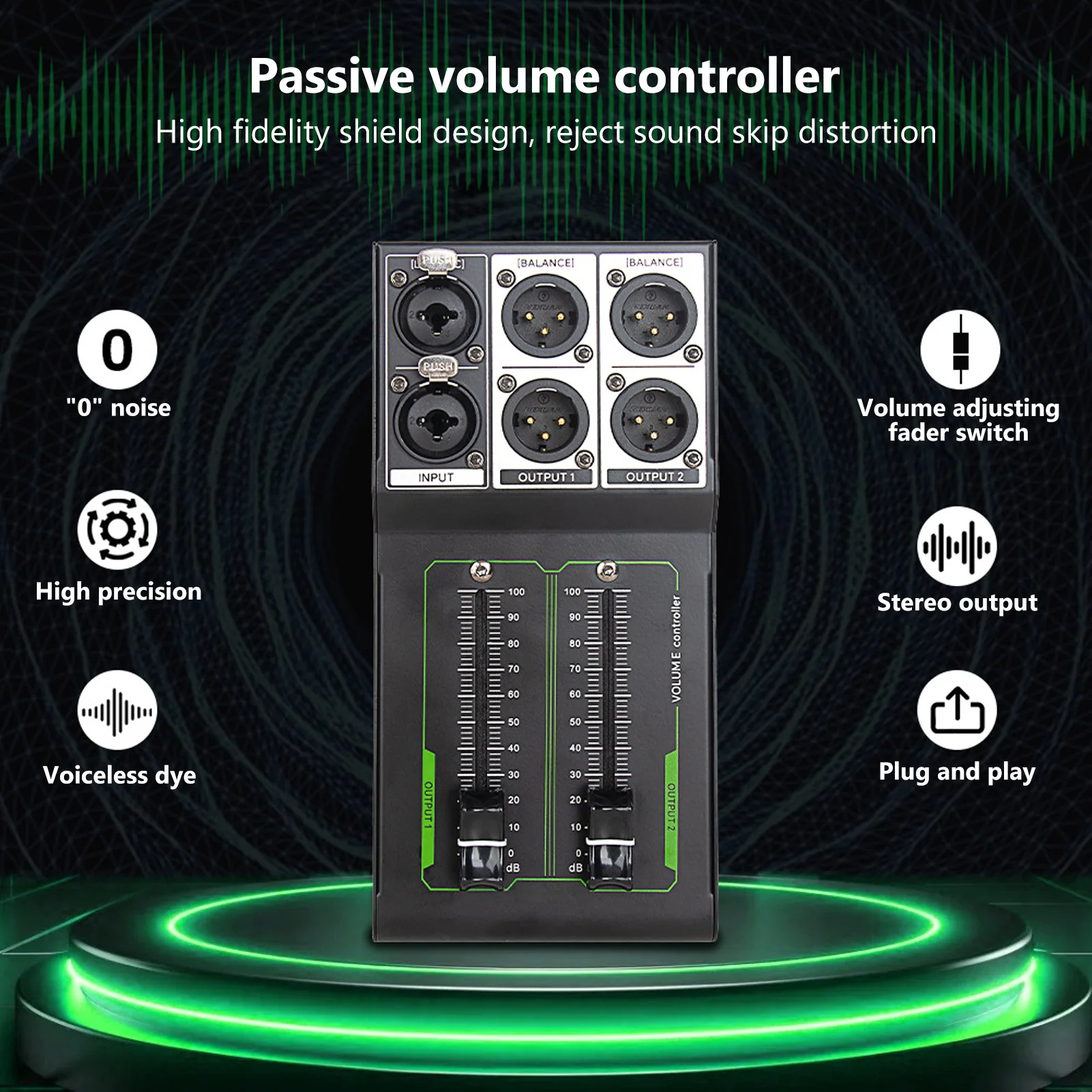 Passive Volume Control Metal Precise Sound Adjuster Plug and Play Stereo XLR Input/Output Supports DVD Players Sound Cards