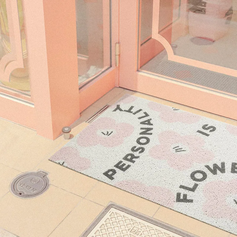 Ins Welcome Floor Mats Flowers Entrance Doormat Anti-slip PVC for Entry Porch Hallway Entryway Home Decor Dust Removal Carpet