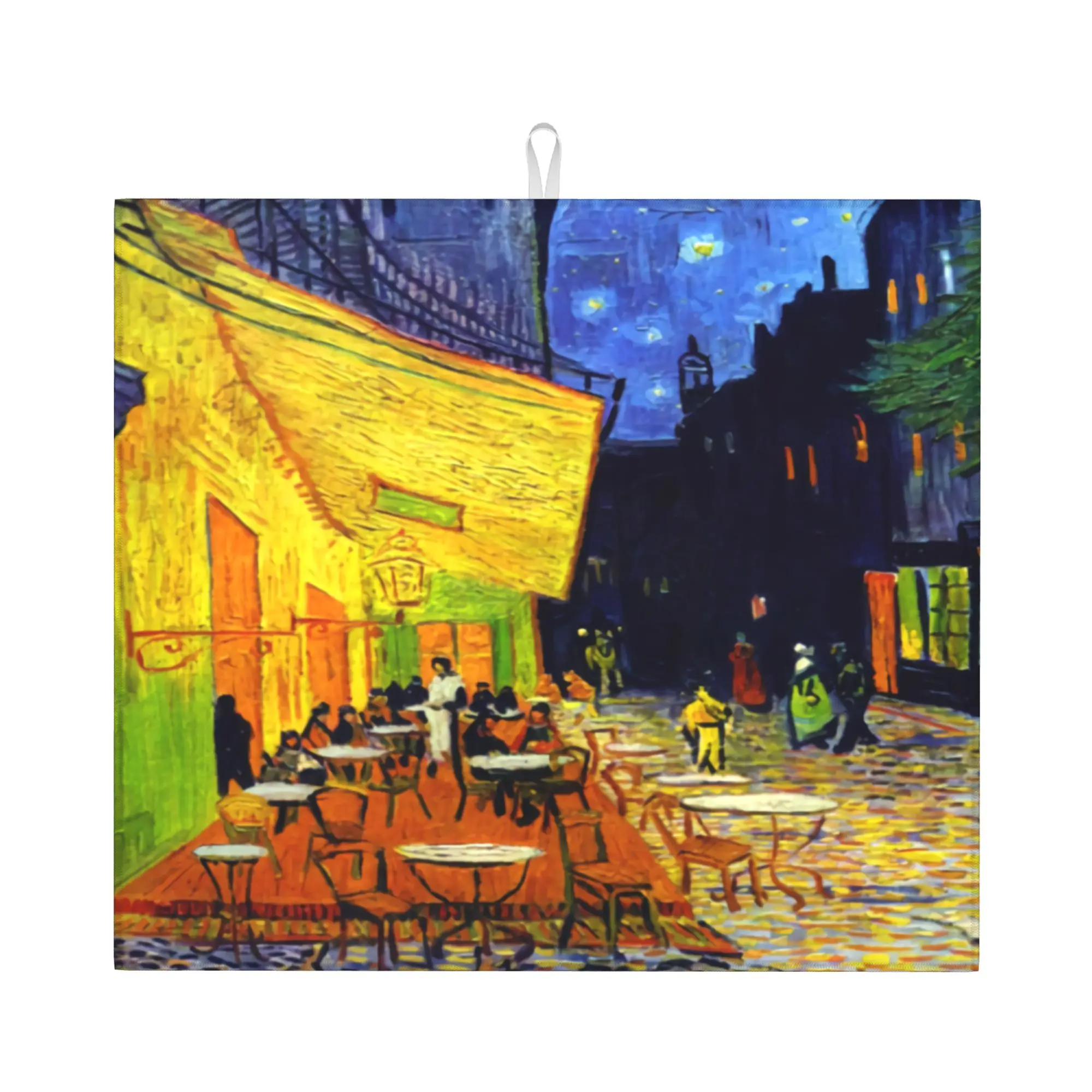 Drying Mat For Kitchen Cafe Terrace At Night Van Gogh Facial Barware Tableware Oil Proof Washable Kitchen Sink Drying Pad