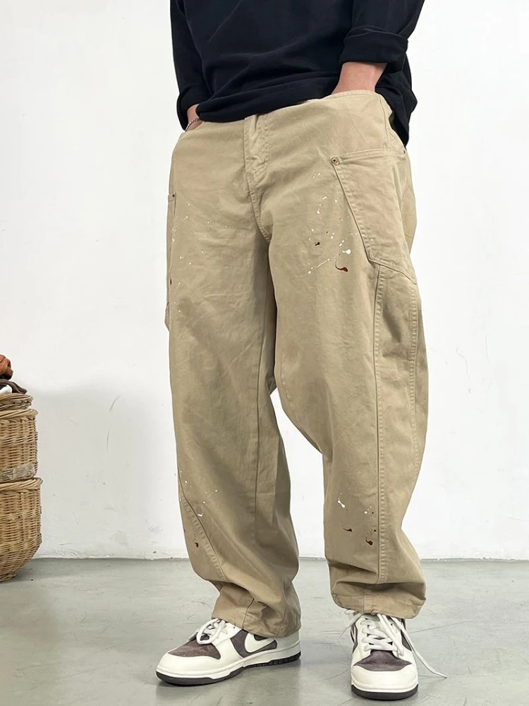 High Quality Paint Point Cargo Pants For Men Japanese Streetwear Plus Size Casual Pants Harajuku Mens Clothing Fashion Trousers