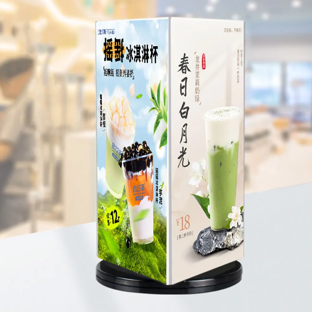 

Rotating Table Card A5 Transparent Acrylic Display Stand Triangle Sign Price Holders Menu Drink List Food Label Holder Store
