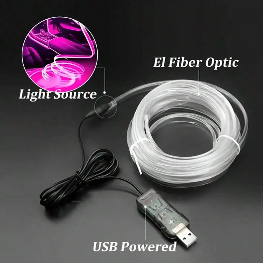 3-Meter/118-Inch Automotive Neon Light Strip, Suitable For Center Consoles And Dashboards, 7-Color RGB LED Light Strip, APP