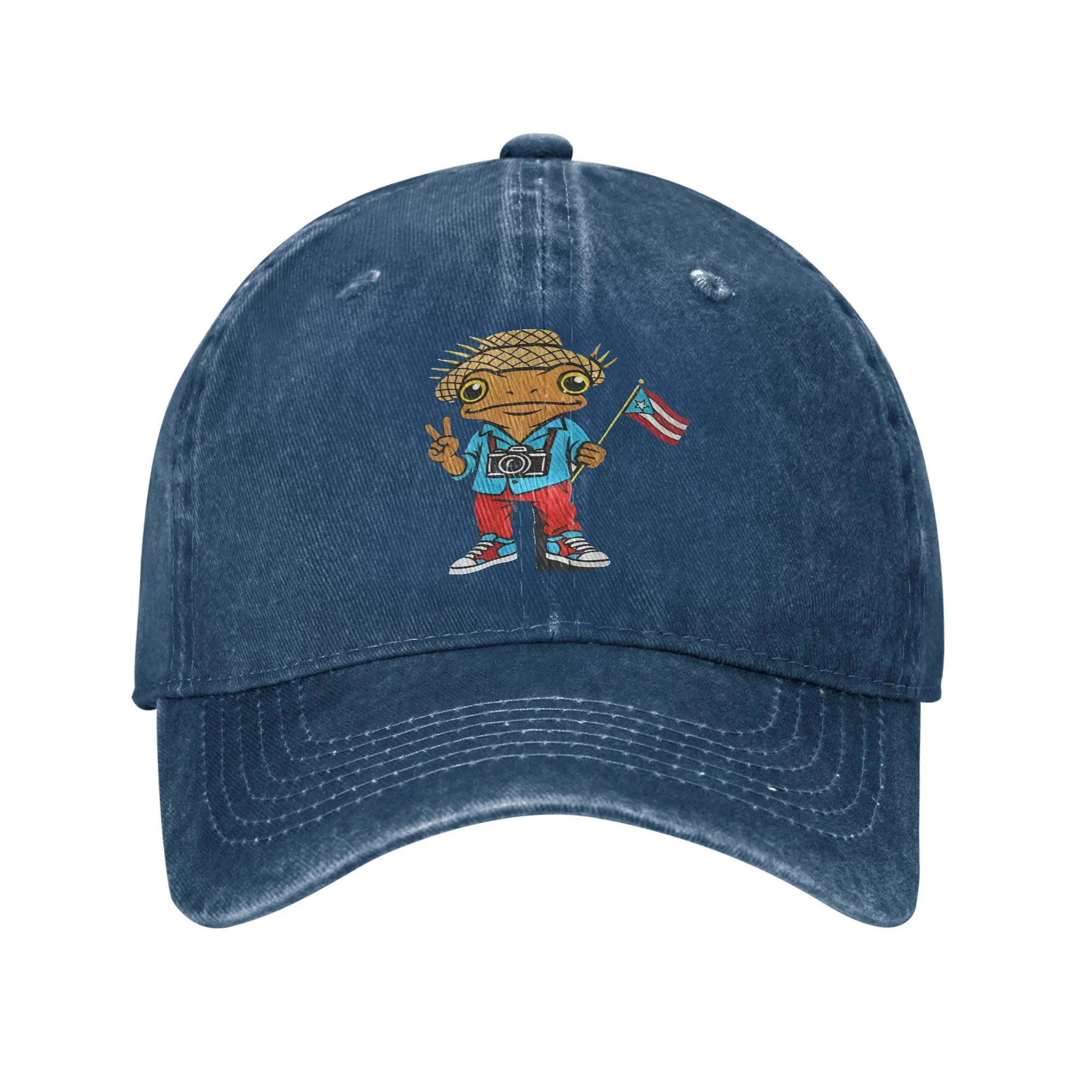 Gorra De Béisbol Lavada De Moda Con Diseño De Rana Coqui De Bad Bunny, Bandera De Puerto Rico, Estilo Taino, Gorra De Camionero