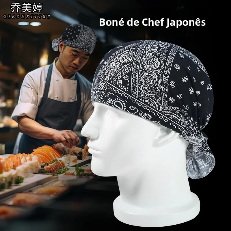 chapeu-de-chef-estilo-japones-unissex-capa-para-cabelo-a-prova-de-manchas-e-oleo-ideal-para-churrasco-sushi-e-restaurante