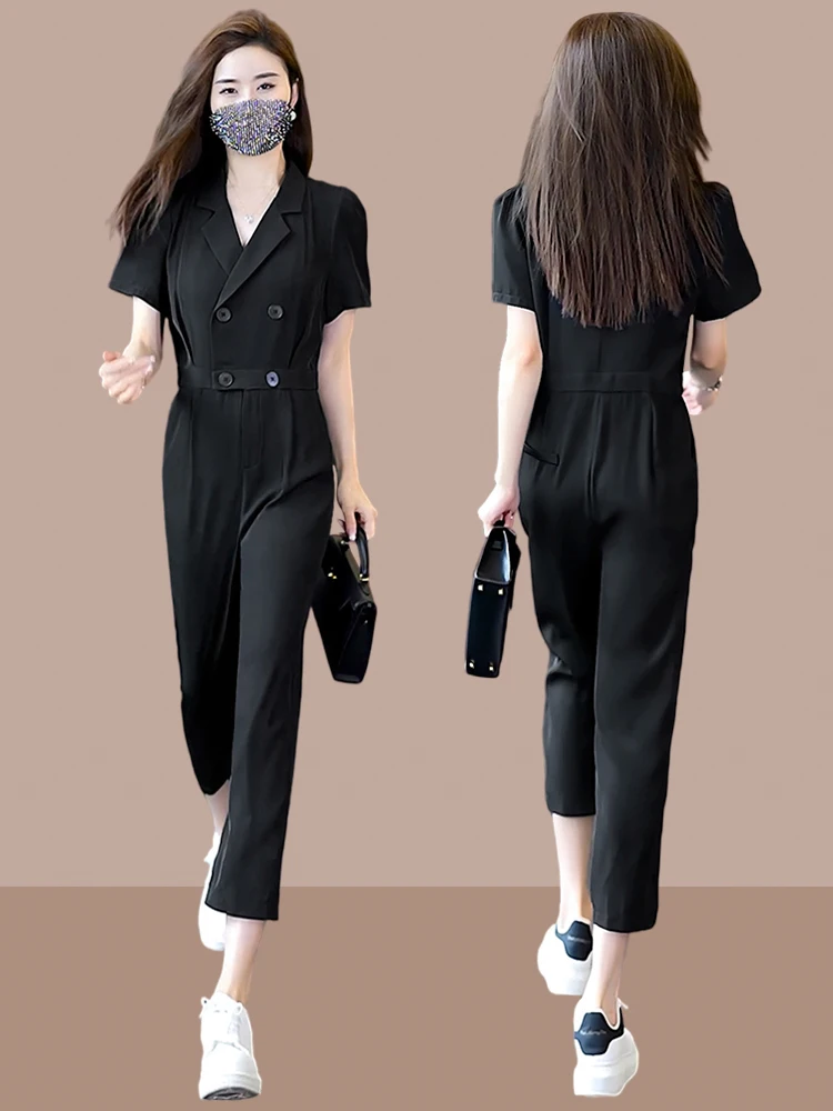 

Faionable Slim Fit ort Sve Onesie for Women Profional Workwear Summer New Arrival High Waist Commute Sle Nine-Pie...