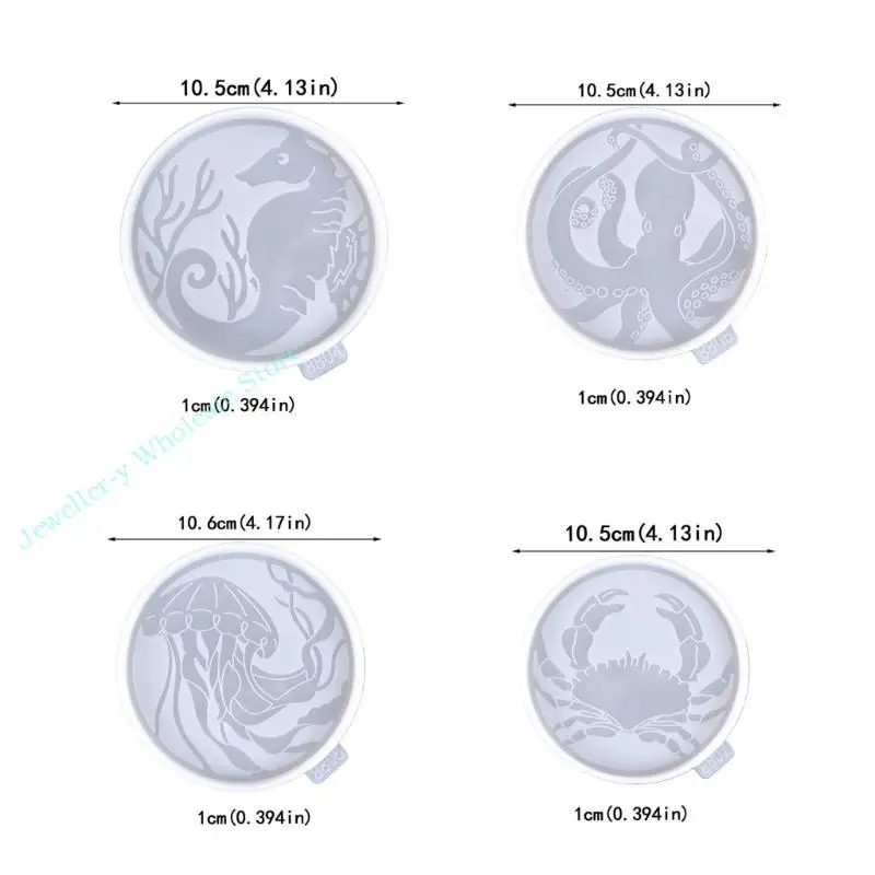 

R7UF 4pcs Octopus Patter Cupe Cup Mat Leam Less Lessing Couster Epoxy Casting