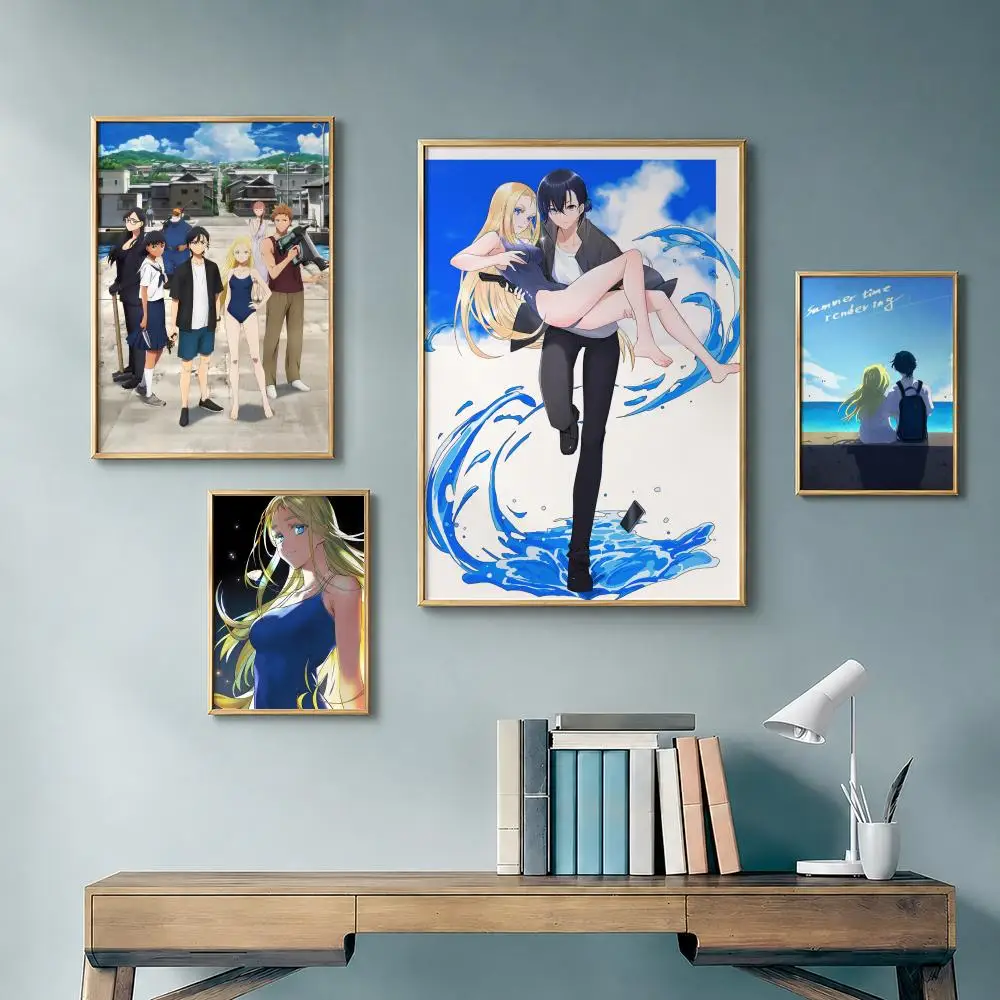Super Anime S-Summer Time RenderingS Poster Vintage Retro Anime Poster Stickers Peel and Stick Wall Art Home Decor