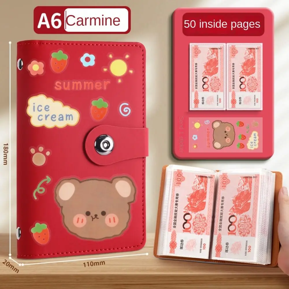 Save Money 100 Envelopes Money Saving Challeng PU Large Capacity Mini Binder Savings Challenge Reusable Cute