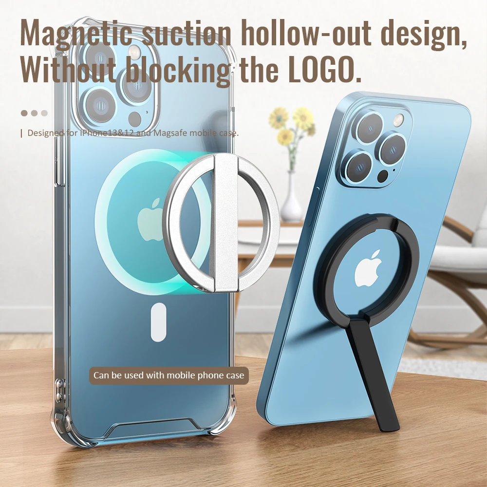 Portable Magnetic Adsorb Phone Bracket for iPhone, Universal Phone Holder with Adhesive Disc, Magsafe, 12, 13, 14