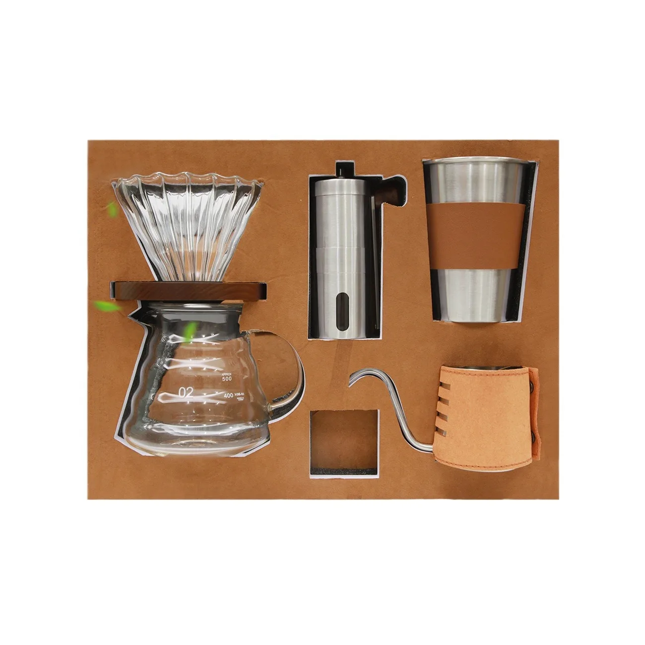 Premium Portable Outdoor Manual Coffee Gift Set All-in-One Pour Over Brewing Kit with Luxury Travel Case for Camping Barista