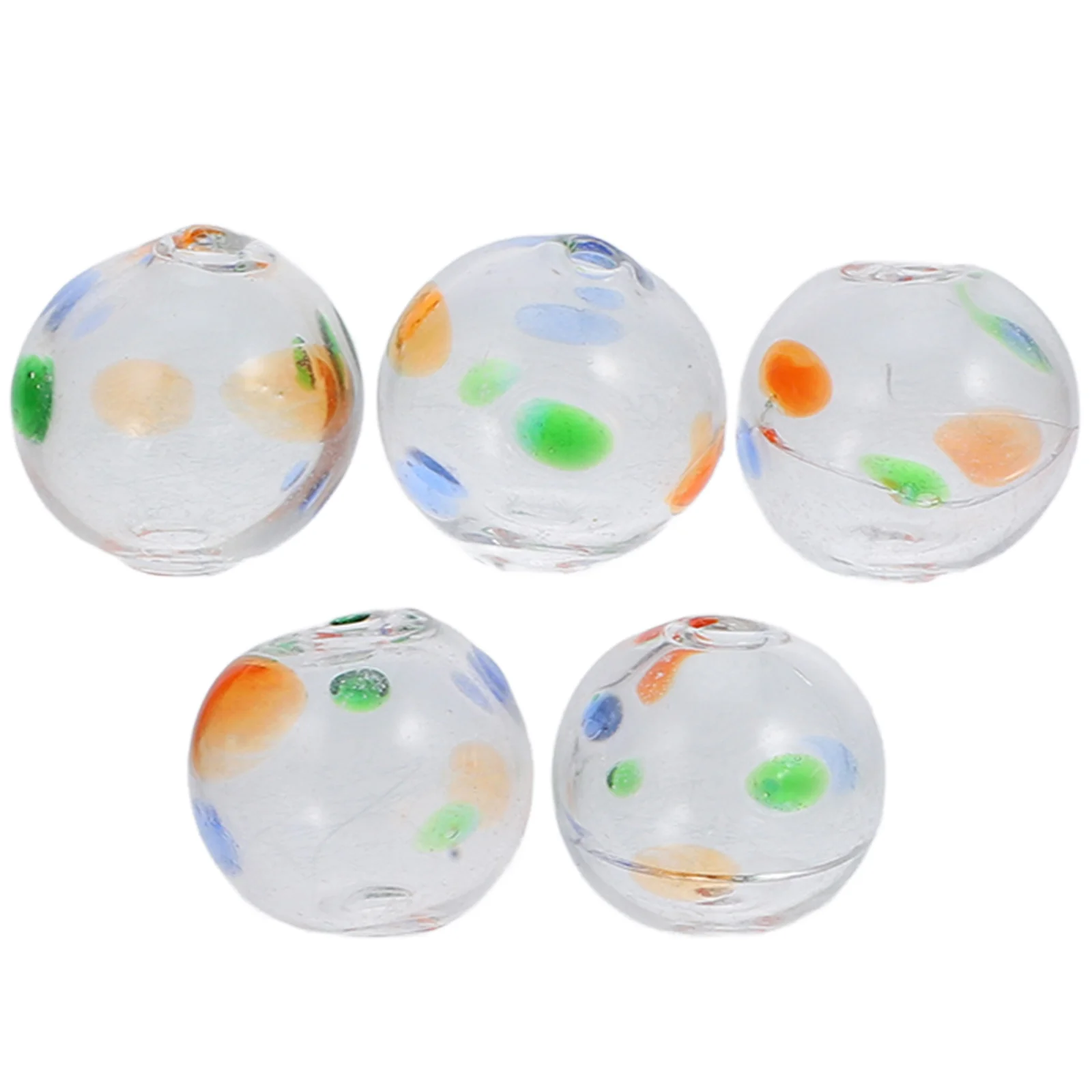 

5Pcs Glass Hollow Beads Wind Chime Round Bright Transparent Lightweight Beads for Bracelet Making DIY Craft Parts Supplies