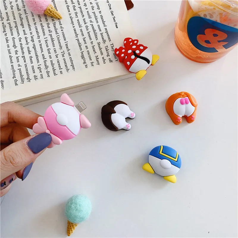 Disney Anime Mickey Mouse Buttocks Data Cable Protective Sleeve Kawaii Minnie Daisy Donald Duck Anti Break Data Cable Sleeve