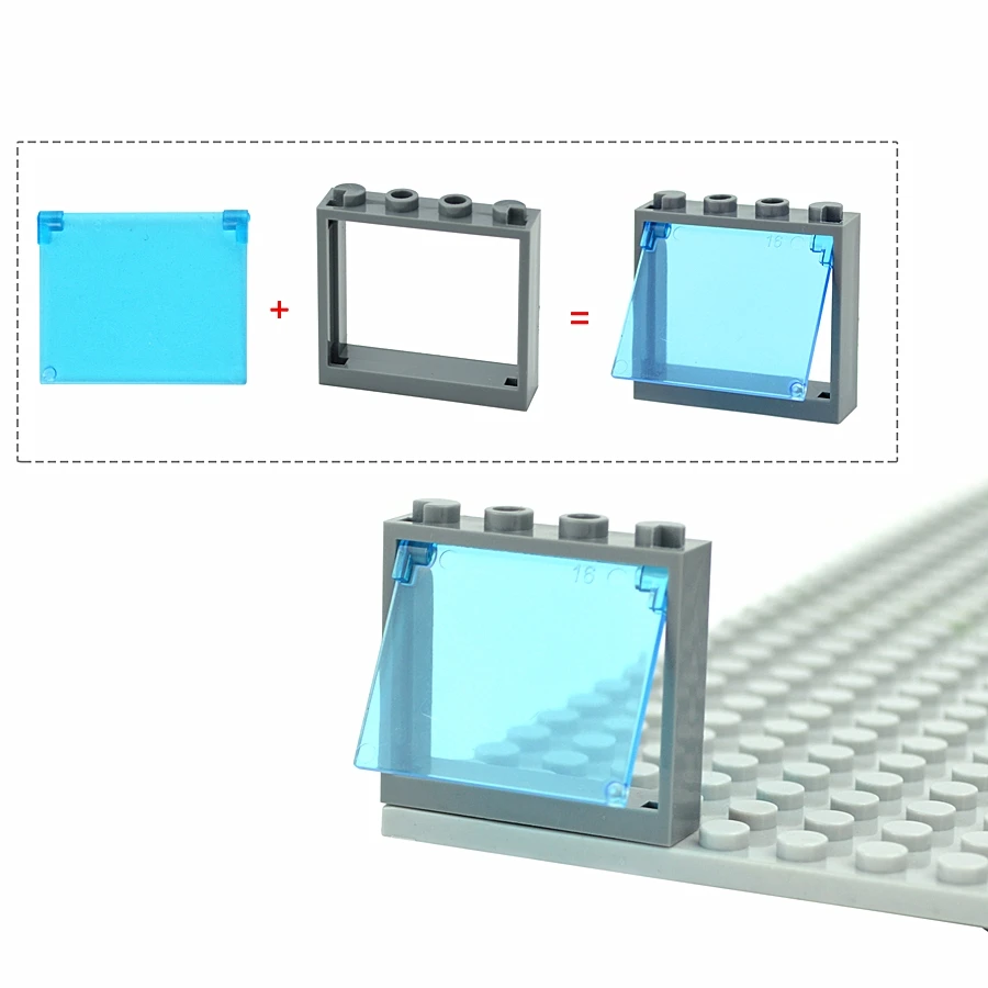 MOC Bricks Door Frame Glass Window 1x4x3 60594 60608 DIY Architecture House Building Blocks Toys Kids Educational Plastic Bricks