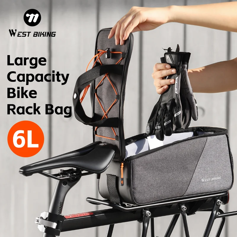 

WEST BIKING Bicycle Rear Rack Bag 6L/28L PVC Carrier Tail Bag MTB Rear Seat Storage Drawstring Trunk Bag Cycling Travel Hand Bag