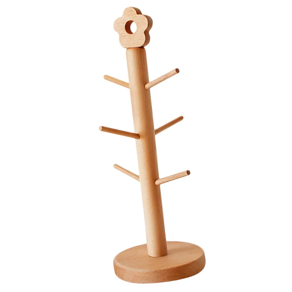 

Wooden Mug Rack Multi purpose Hanging Storage Display Coffee Cup Hanger Khaki Dry Prevent Home Cafe Hotel Restaurant Anti