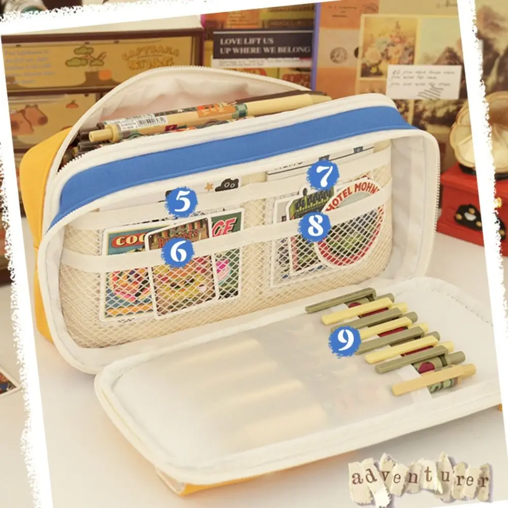 

Высококачественная сумка для ручек из ткани Оксфорд, многослойная сумка для канцелярских принадлежностей большой емкости, пенал контрастного цвета, снова в школу