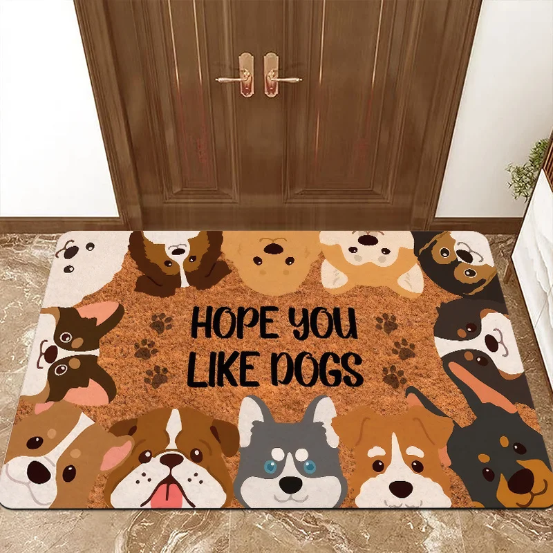 1pc Dog Alphabet Pattern Non-Slip Mat - Quick Dry Polyester Mat for Entryway, Kitchen, Bathroom, Laundry Room Indoor/Outdoor Use