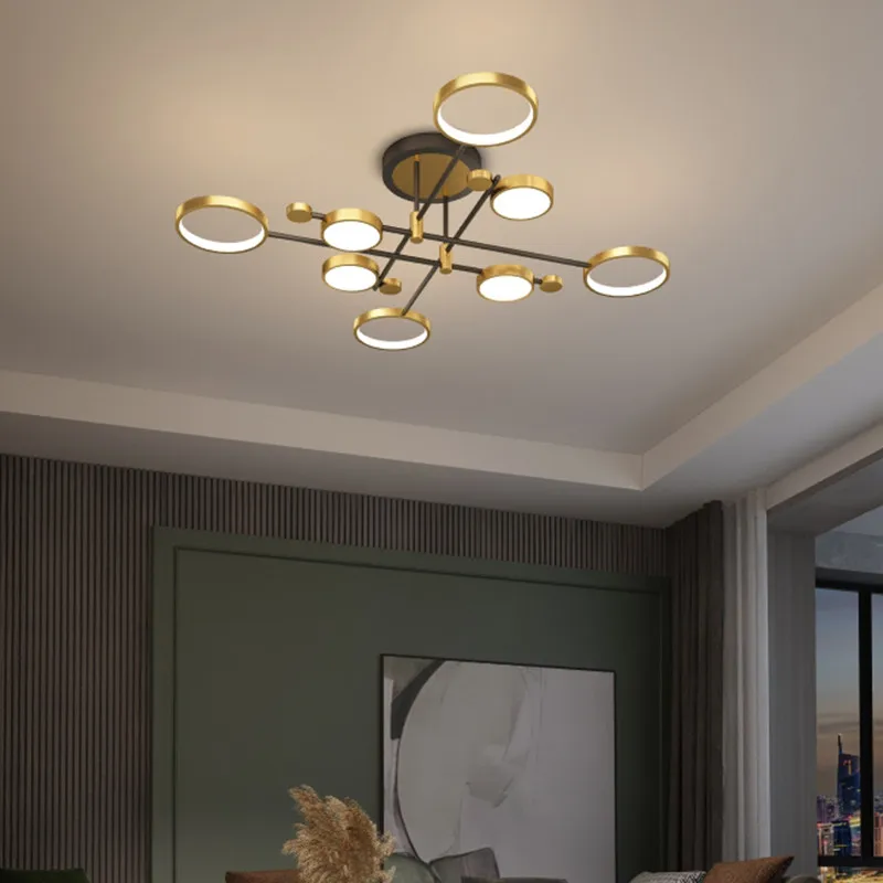 Artpad Black Ceiling Chandelier 4/6/8 Head Light Remote Control Dimmable Lamp for Living room Bedrom Hotel Chandelier Kitchen