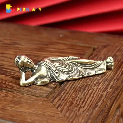 미니 황동 부처님 장식, 복고 순동, 누워 있는 부처님 미니어처, 매력적인 거실 조각상