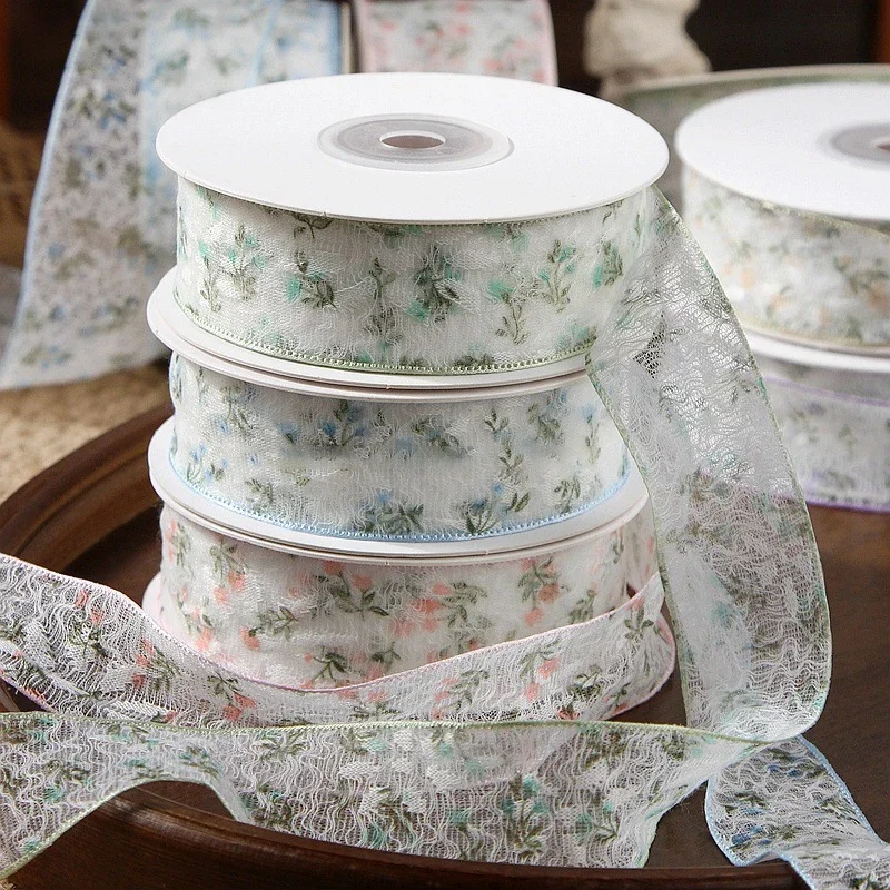 Dainty Floral Fishnet Wave Lace Ribbon Printed Fabric Trim DIY Hair Bow Wedding Bouquet Gift Wrap Clothing Decorative Ribbon