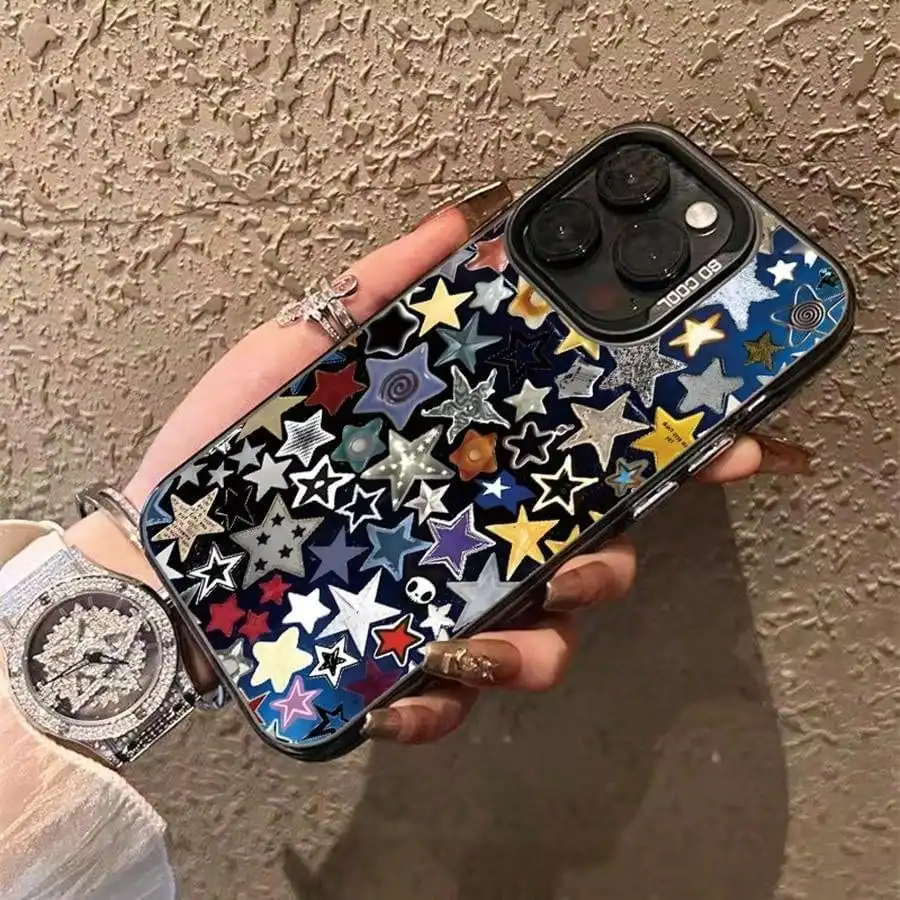 

Star Pattern phone case for iPhone 16 15 14 13 12 11 Pro/ Max/Plus shock-proof rear cover anti-fingerprint