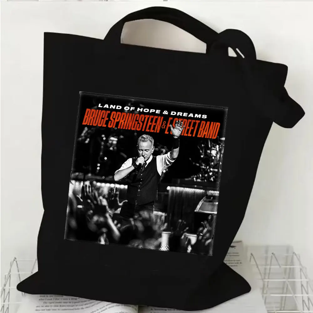Bruce Springsteen Land of Hope and Dreams Tote Bag Canvas Bag Large Printing Shopping Shoulder Bags for Fans Gift