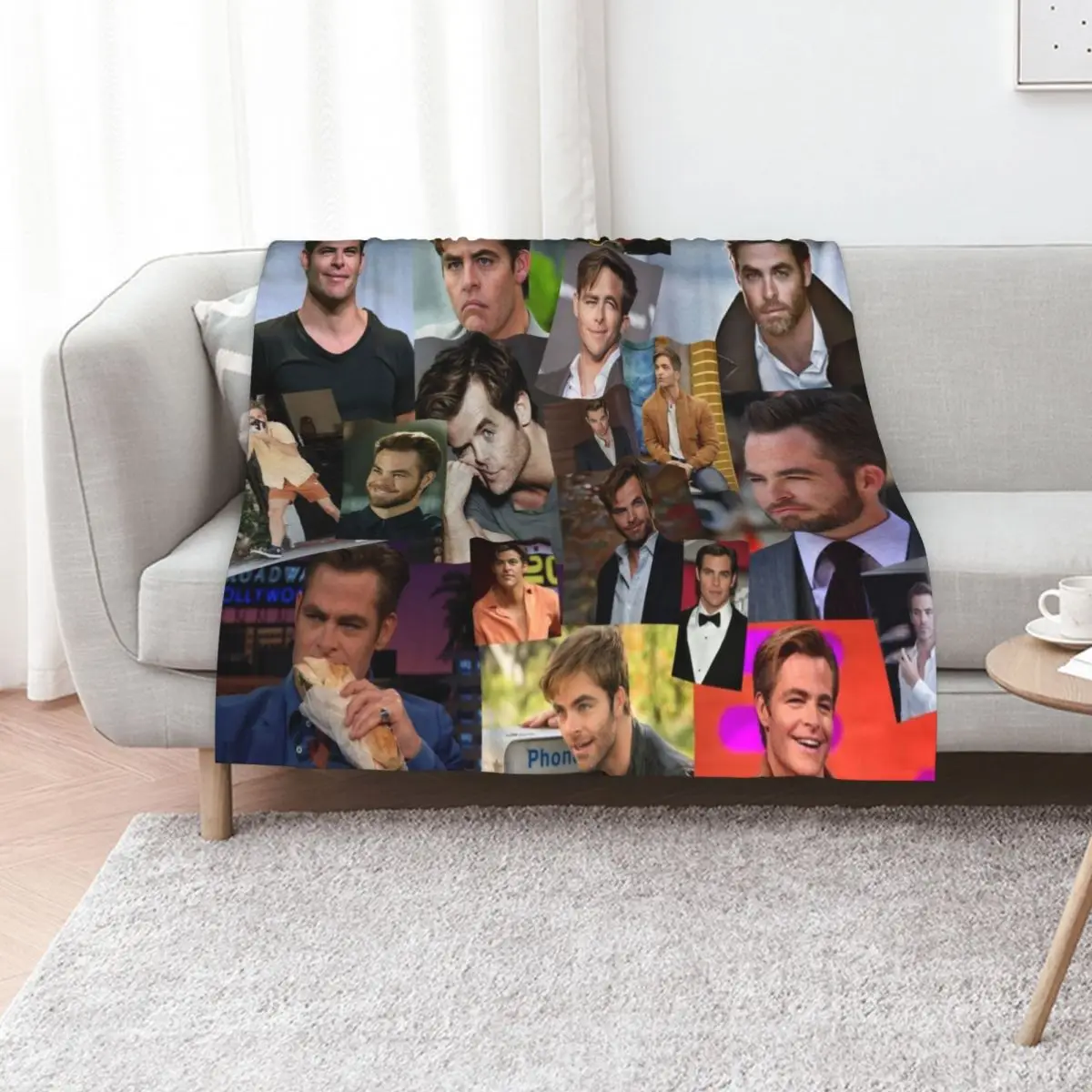 Chris Pine collage Throw Blanket cosplay anime blankets and throws Retros warm winter Plush Summer Beddings Blankets