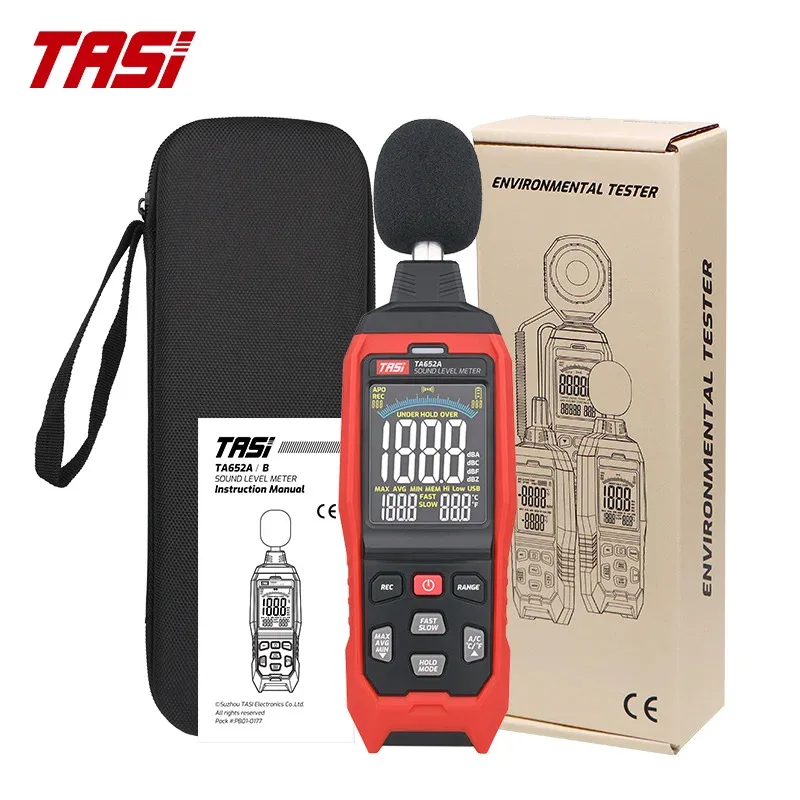 

LED IndicatorTASI TA652B Wholesale Handheld Noise Detector 30-130dB Range 1.5dB Accuracy A/C/Z Weighting ABS Material Custom Bra