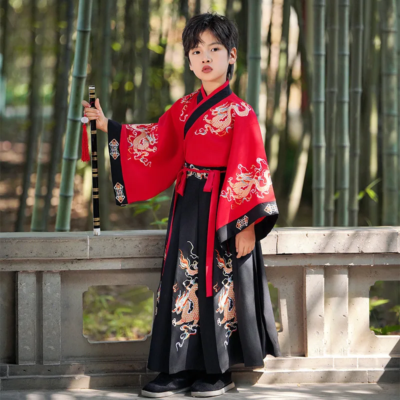 

Детская старинная одежда Hanfu для мальчиков осень и зима новый высококлассный набор одежды для выступлений в старинном стиле