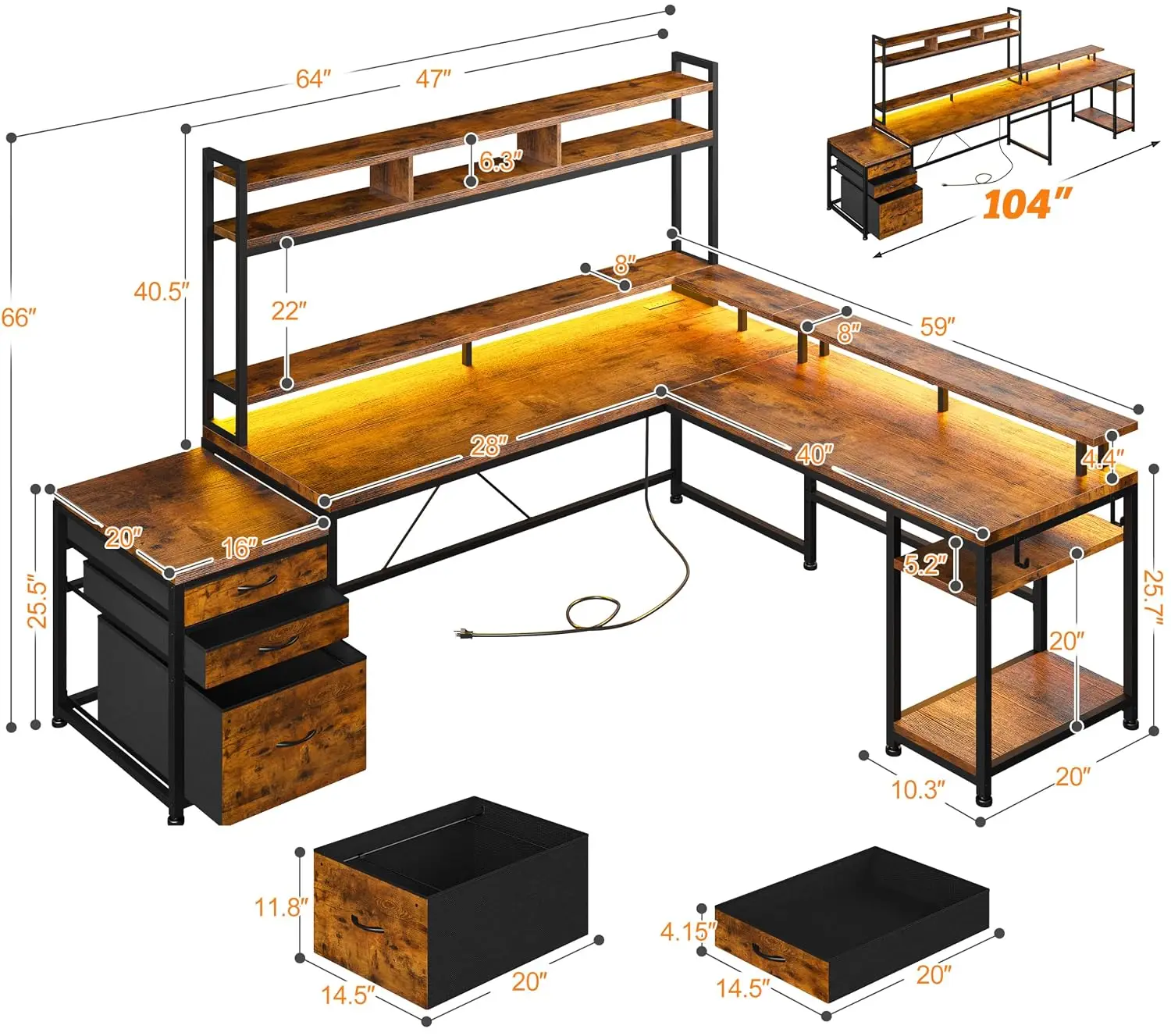 L Shaped Desk 104