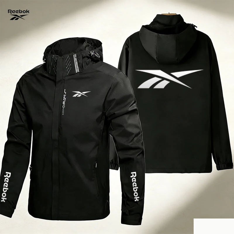 Reebok Motorcycle Jacket - Men's Hooded Windproof and Waterproof Jacket - Removable Hood Zipper - Suitable for Cycling, Mountain