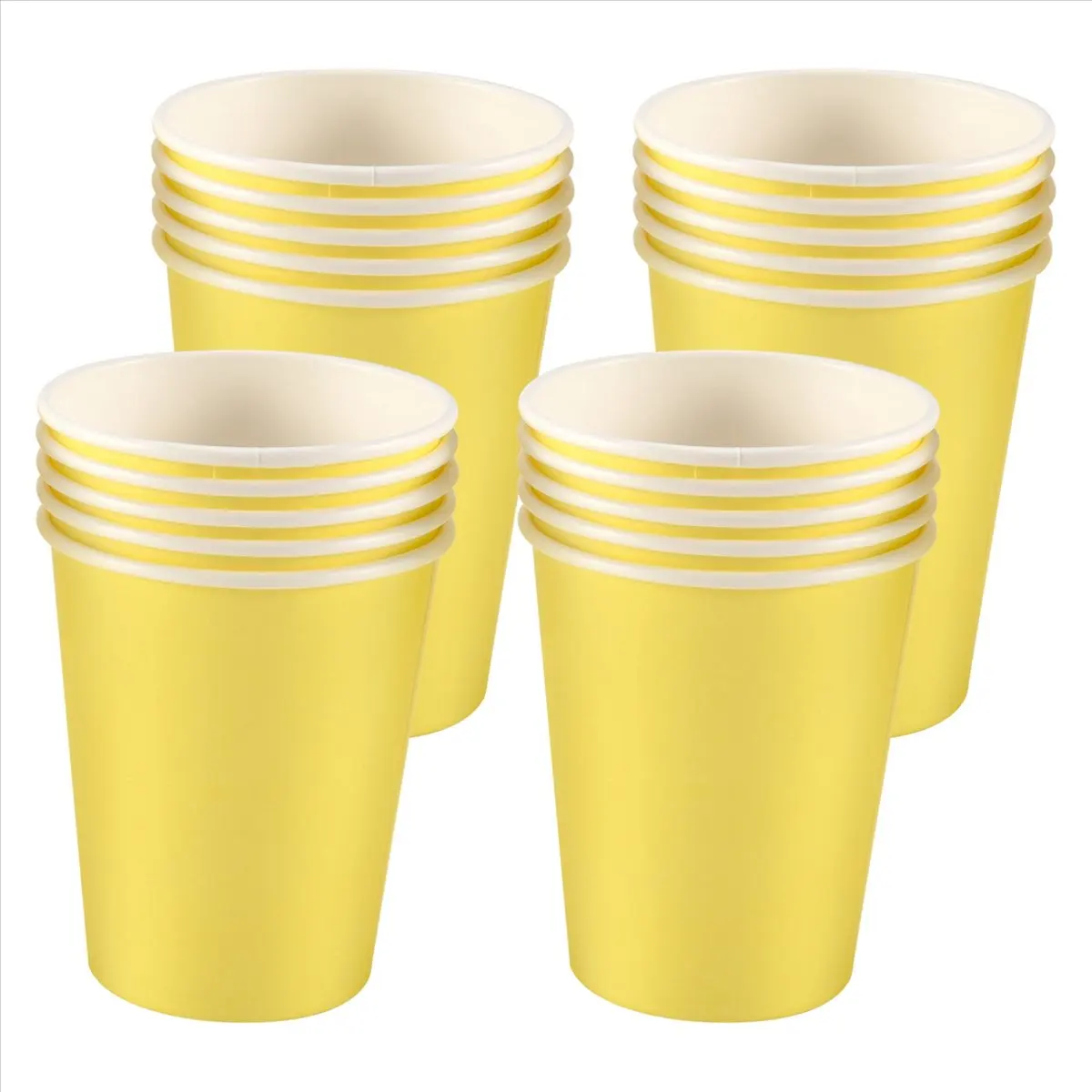 (N21R) 20 Paper Cups (9oz) - Plain Solid Colours Birthday Party Tableware Catering(yellow)