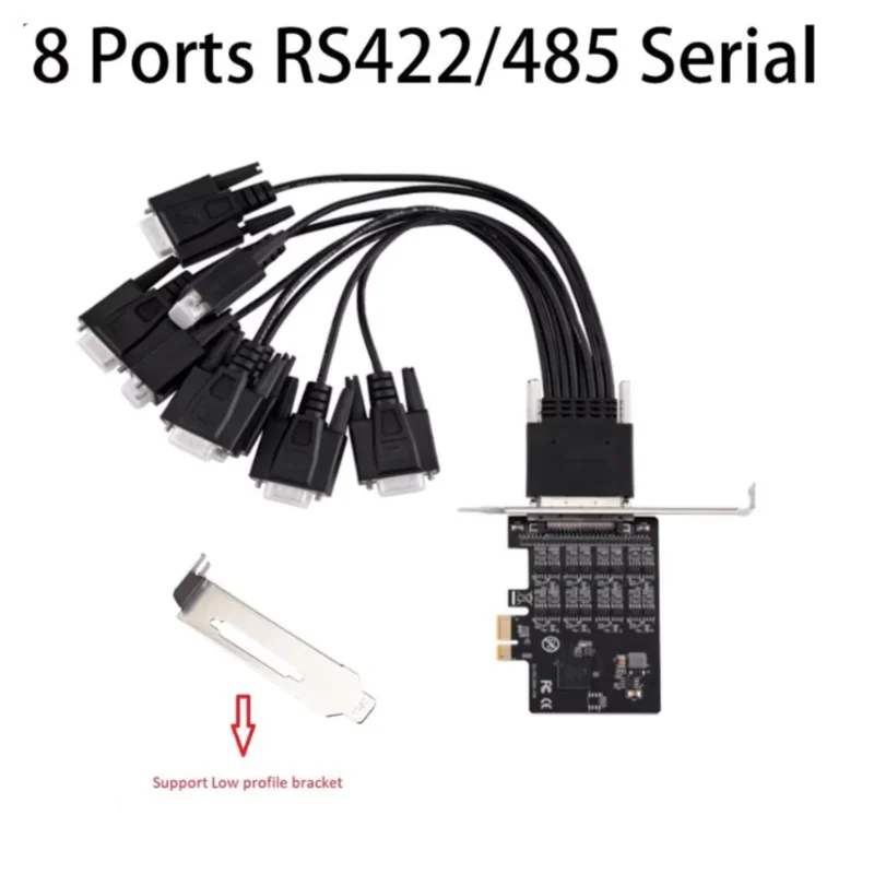 Lekuo 8-Port PCIe RS485 RS422 Converter Industrial Card 1.2km with Surge Protection Half/Full Duplex Low Profile for Win/Linux