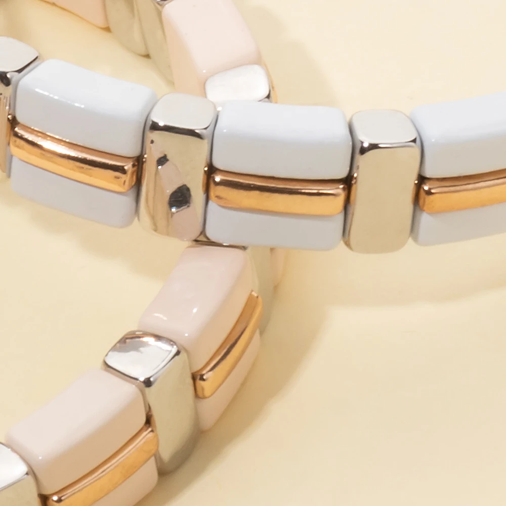 BEUTIFOR High Quality Alloy Painted Beads Women Bracelet Boho Enamel Drip Oil Elastic Bangle Women Jewelry Accessories 2024